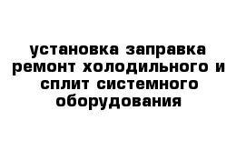 установка заправка ремонт холодильного и сплит системного оборудования